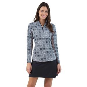 IBKUL Pricilla Mock Neck Top M XL Black/White Zip Long Sleeve Shirt Golf UPF 50